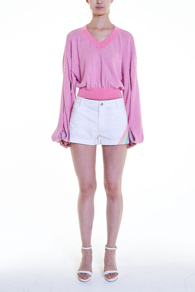 Elioliver Collection- Cut-Out See Through Knitted Top - Pink - Johan Ku Shop