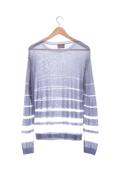 Elioliver Collection- See-Through Stripe Knitted Top - Gray - Johan Ku Shop