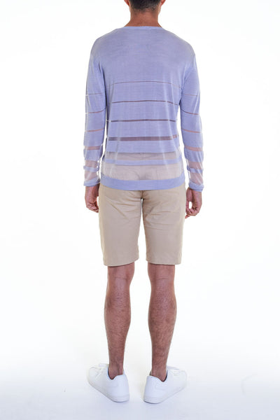 Elioliver Collection- See-Through Stripe Knitted Top - Gray - Johan Ku Shop