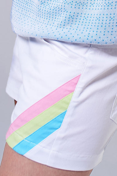 Elioliver Collection- Pastel Rainbow Detailed Hot Pants - White