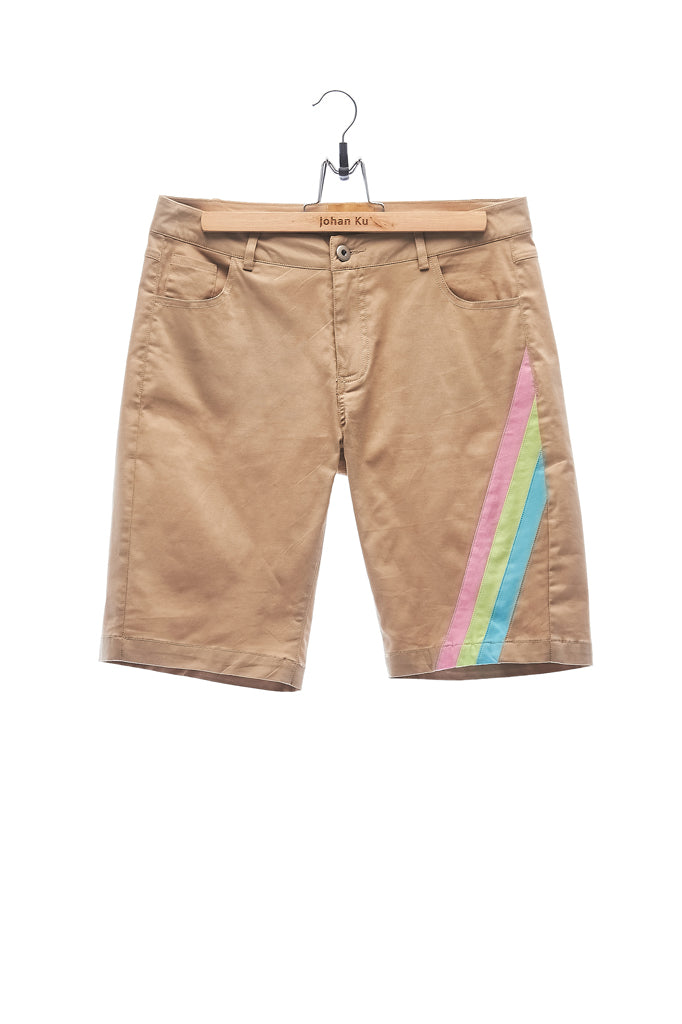 Elioliver Collection- Pastel Rainbow Detailed Short Pants - Khaki