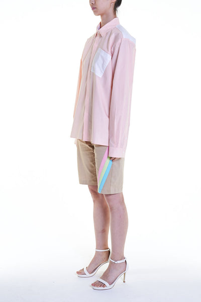 Elioliver Collection- Pastel Rainbow Detailed Short Pants - Khaki