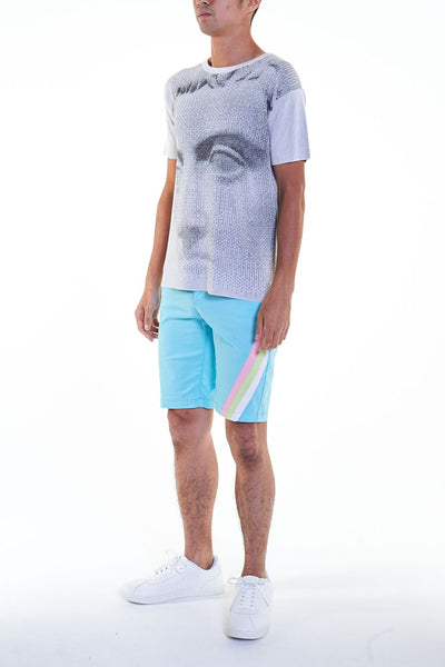 Elioliver Collection- Pastel Rainbow Detailed Short Pants - Powder Blue