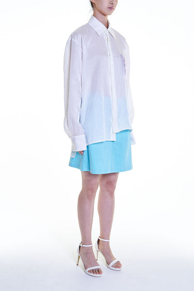 Elioliver Collection- Sculpture Graphic Pocket Over-Sized Shirt - White - Johan Ku Shop