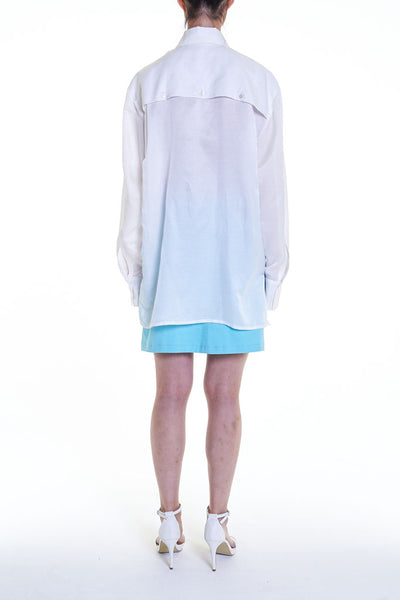Elioliver Collection- Sculpture Graphic Pocket Over-Sized Shirt - White - Johan Ku Shop