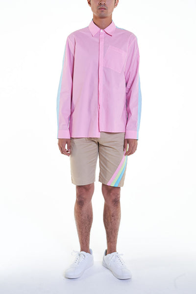 Elioliver Collection- Contrast Colour Over-Sized Shirt - Pink/Blue - Johan Ku Shop