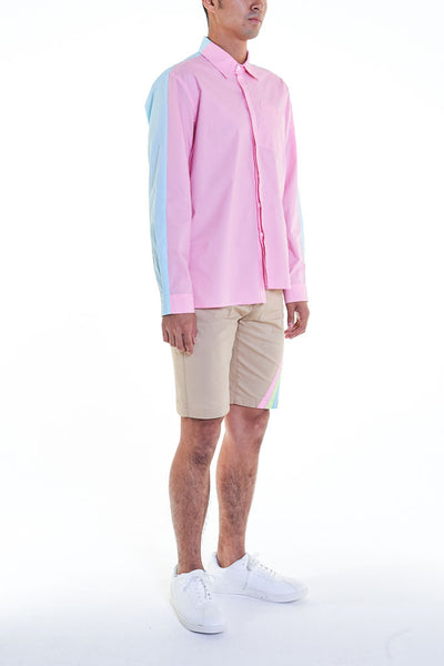 Elioliver Collection- Contrast Colour Over-Sized Shirt - Pink/Blue - Johan Ku Shop