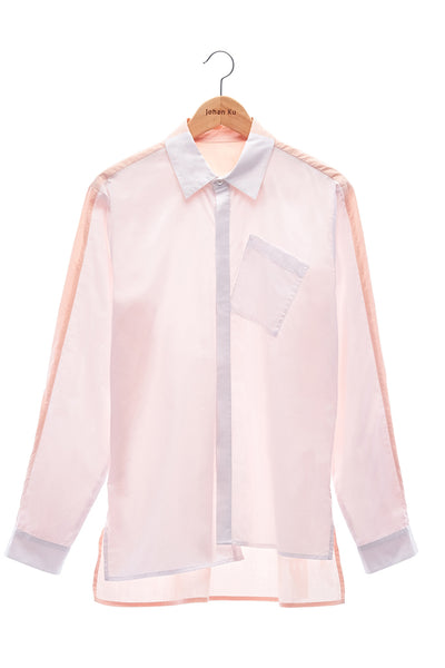Elioliver Collection- Contrast Colour Over-Sized Shirt - White/Skin - Johan Ku Shop