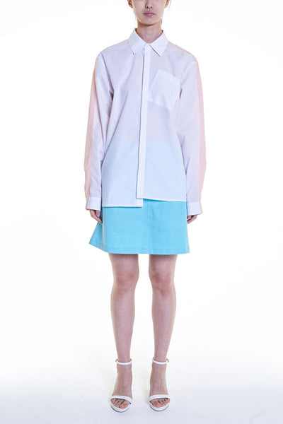 Elioliver Collection- Contrast Colour Over-Sized Shirt - White/Skin - Johan Ku Shop