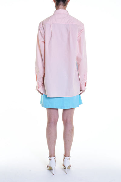 Elioliver Collection- Contrast Colour Over-Sized Shirt - White/Skin - Johan Ku Shop