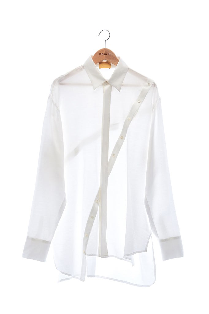 Elioliver Collection- Asymmetry Details Over-Sized Shirt - White - Johan Ku Shop
