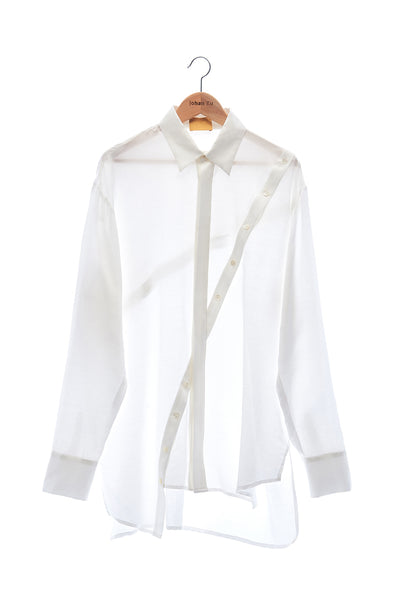 Elioliver Collection- Asymmetry Details Over-Sized Shirt - White - Johan Ku Shop