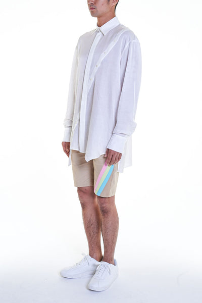 Elioliver Collection- Asymmetry Details Over-Sized Shirt - White - Johan Ku Shop