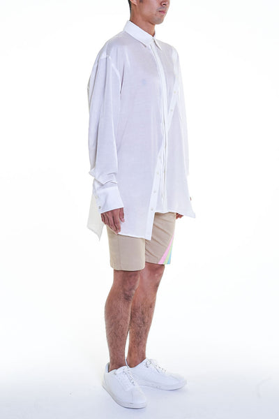 Elioliver Collection- Asymmetry Details Over-Sized Shirt - White - Johan Ku Shop