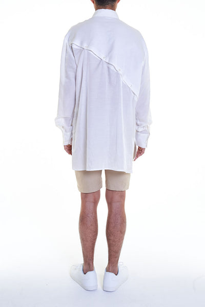Elioliver Collection- Asymmetry Details Over-Sized Shirt - White - Johan Ku Shop