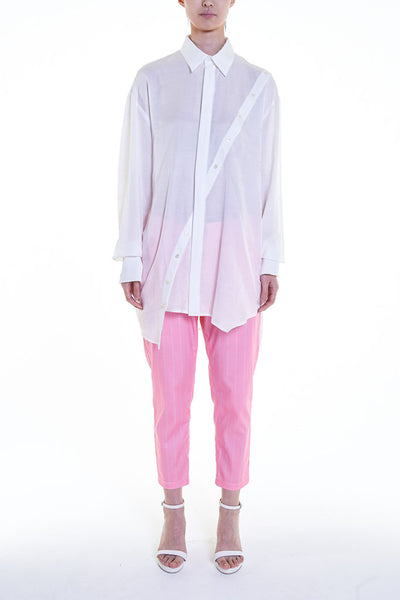 Elioliver Collection- Asymmetry Details Over-Sized Shirt - White - Johan Ku Shop