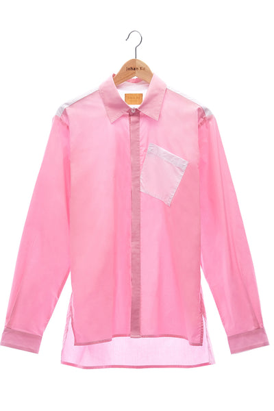 Elioliver Collection- Contrast Colour Details Over-Sized Shirt - Pink/White - Johan Ku Shop