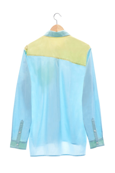Elioliver Collection- Contrast Colour Details Over-Sized Shirt - Blue/Yellow - Johan Ku Shop
