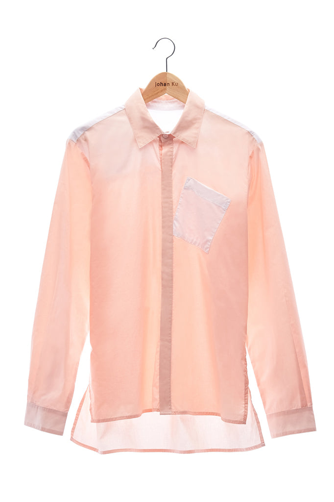 Elioliver Collection- Contrast Colour Details Over-Sized Shirt - Skin/White - Johan Ku Shop