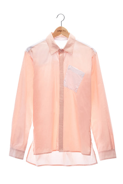 Elioliver Collection- Contrast Colour Details Over-Sized Shirt - Skin/White - Johan Ku Shop