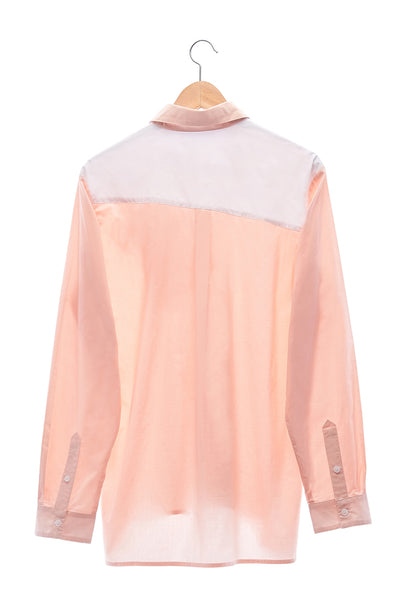 Elioliver Collection- Contrast Colour Details Over-Sized Shirt - Skin/White - Johan Ku Shop