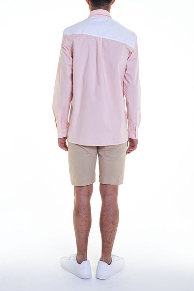 Elioliver Collection- Contrast Colour Details Over-Sized Shirt - Skin/White - Johan Ku Shop