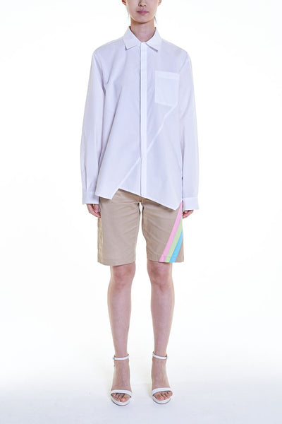 Elioliver Collection- Asymmetry Details Cotton Shirt - White - Johan Ku Shop