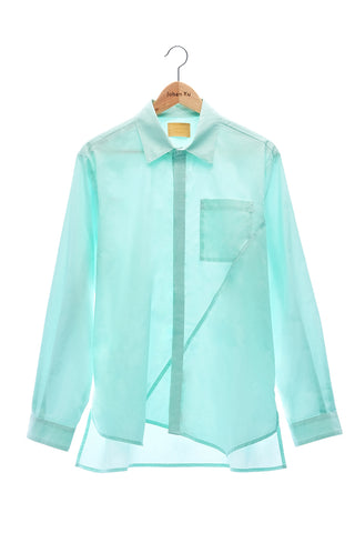 Elioliver Collection- Asymmetry Details Cotton Shirt - Powder Blue - Johan Ku Shop