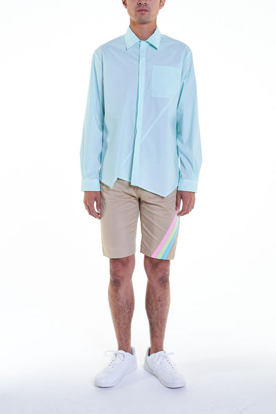 Elioliver Collection- Asymmetry Details Cotton Shirt - Powder Blue - Johan Ku Shop