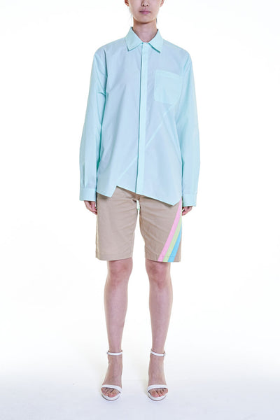 Elioliver Collection- Asymmetry Details Cotton Shirt - Powder Blue - Johan Ku Shop