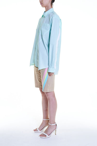 Elioliver Collection- Asymmetry Details Cotton Shirt - Powder Blue - Johan Ku Shop