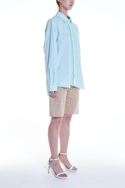 Elioliver Collection- Asymmetry Details Cotton Shirt - Powder Blue - Johan Ku Shop