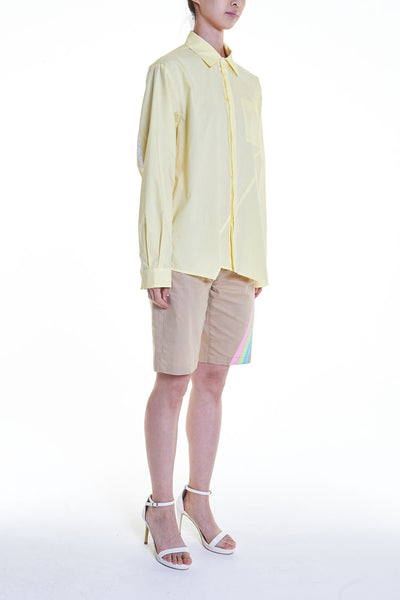 Elioliver Collection- Asymmetry Details Cotton Shirt - Light Yellow - Johan Ku Shop