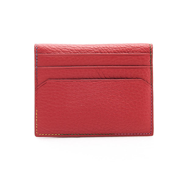 Elliot Collection - Rainbow Colour Stitch Leather Card Holder - Johan Ku Shop