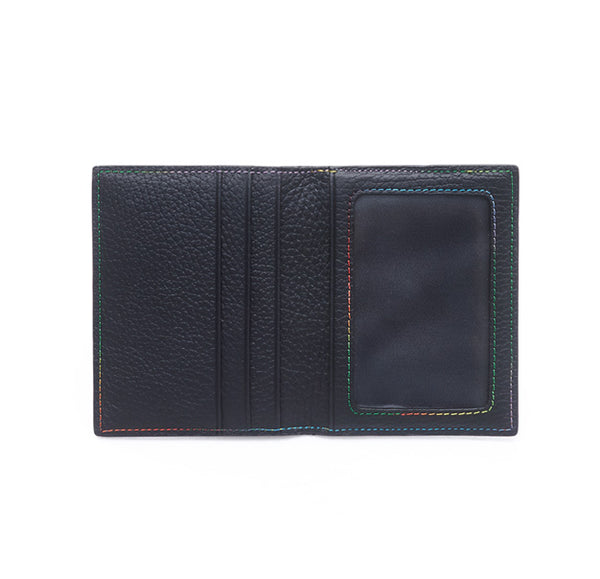 Elliot Collection - Rainbow Colour Stitch Leather Card Holder - Johan Ku Shop
