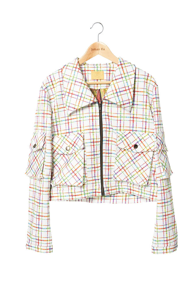 Elliot Collection- Lighter Plaid Print Jacket - Johan Ku Shop