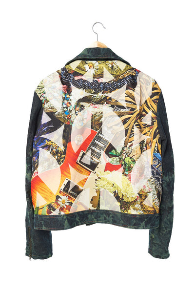 Elliot Collection- Tie Dye Denim With Back Print Graphic Blazer - Johan Ku Shop