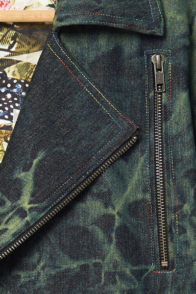Elliot Collection- Tie Dye Denim With Back Print Graphic Blazer - Johan Ku Shop