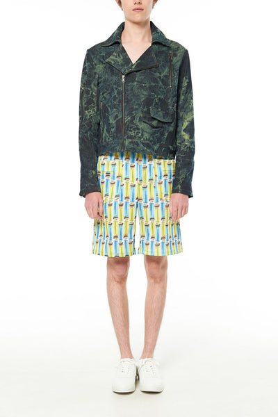 Elliot Collection- Tie Dye Denim With Back Print Graphic Blazer - Johan Ku Shop