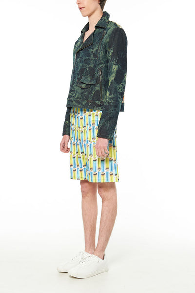Elliot Collection- Tie Dye Denim With Back Print Graphic Blazer - Johan Ku Shop