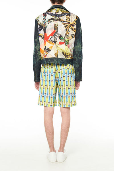 Elliot Collection- Tie Dye Denim With Back Print Graphic Blazer - Johan Ku Shop
