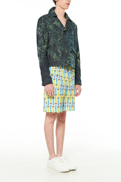 Elliot Collection- Tie Dye Denim With Back Print Graphic Blazer - Johan Ku Shop