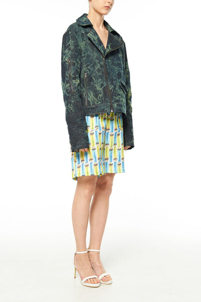 Elliot Collection- Tie Dye Denim With Back Print Graphic Blazer - Johan Ku Shop