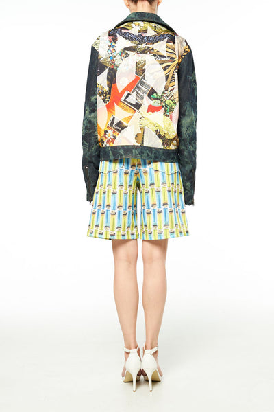 Elliot Collection- Tie Dye Denim With Back Print Graphic Blazer - Johan Ku Shop