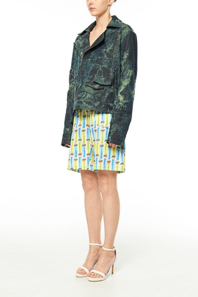 Elliot Collection- Tie Dye Denim With Back Print Graphic Blazer - Johan Ku Shop