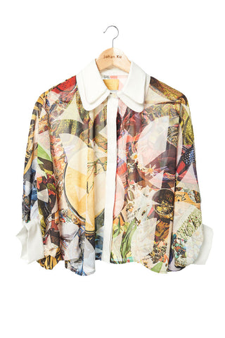 Elliot Collection- Woodstock Image Print Oversize Blouse - Johan Ku Shop