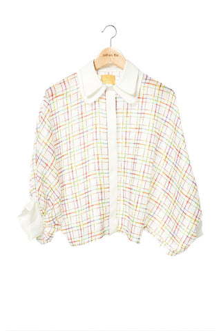 Elliot Collection- Lighter Plaid Oversize Blouse - Johan Ku Shop