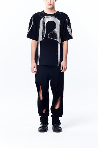 Oversized Long Knitted Top with Knitted Jacquard Chunky Safety Pin Pattern - Johan Ku Shop