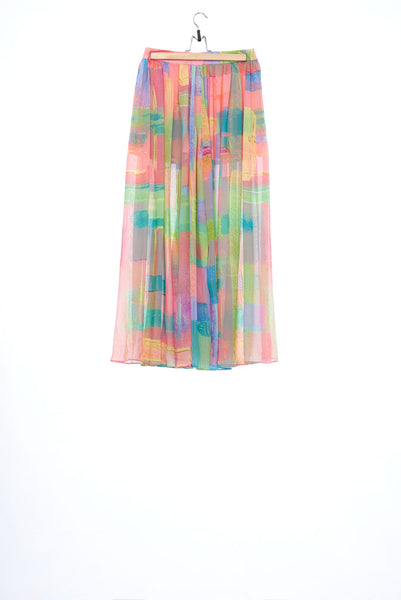 "The Painters" Collection- Abstract Paint Printed Chiffon Skirt-like Pants