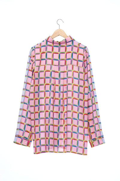 "The Painters" Collection- Crayon Check Blue and Pink Printed Shirt
